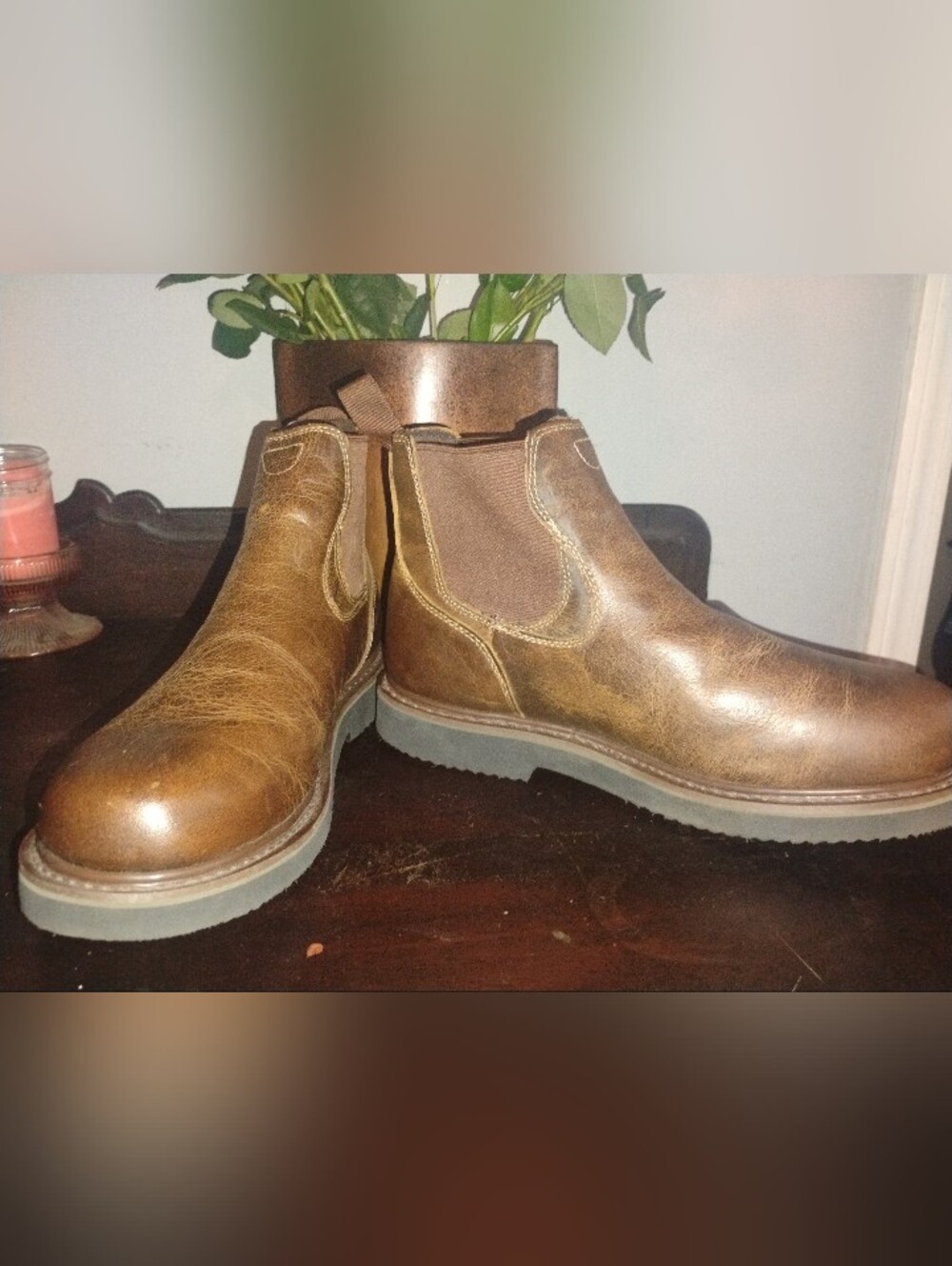 Guide Gear Men's Romeo Work Boots Brown Leather Slip On Size 12D